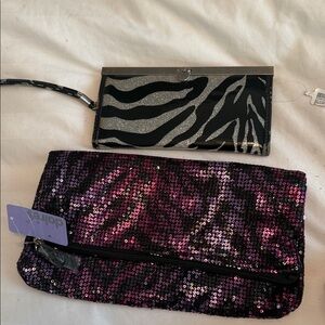 Claire’s Nwt Sequin Clutch Bag - Pink and Black and sparkle zebra wallet